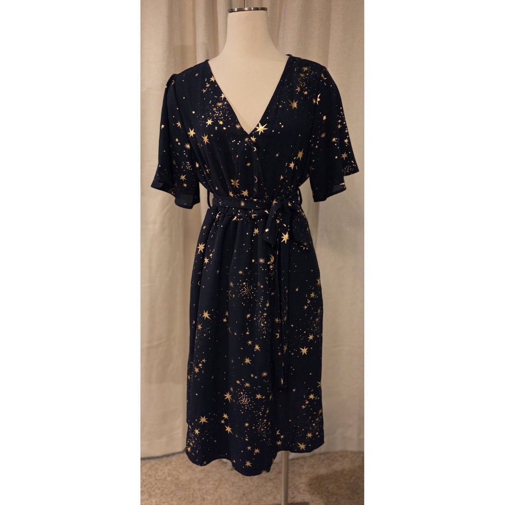 BloomChic Moon And Stars Dress, Navy And Gold, Size 12